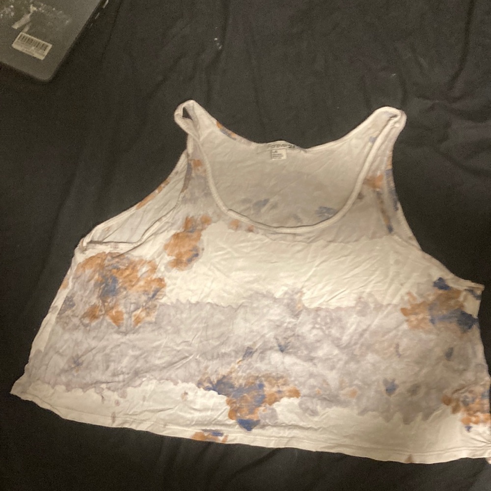 Water colored print cropped tank top
